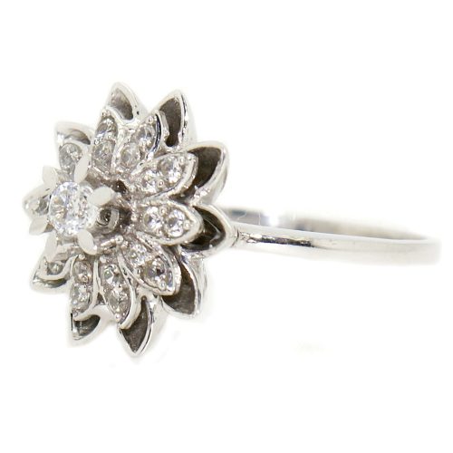 Cirkónia köves virágos ezüst gyűrű