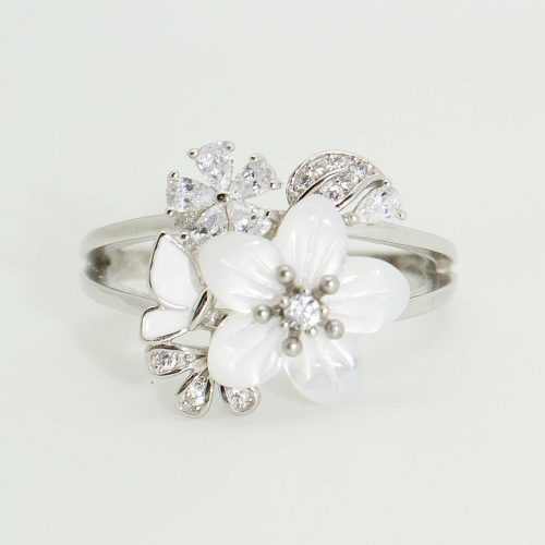 Idilli természet virágos ezüst gyűrű