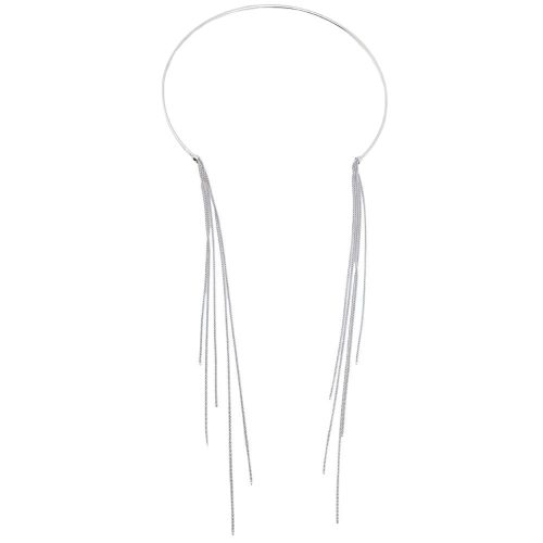 Ezüst merev nyitott choker nyaklánc lógó szálakkal