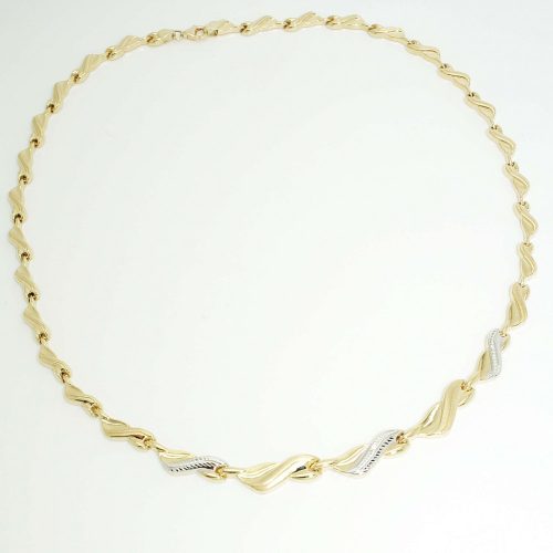 Bicolor csavart sárga és fehér arany collier