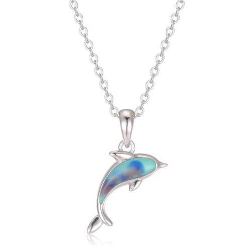 Kék zománc delfin ezüst medál